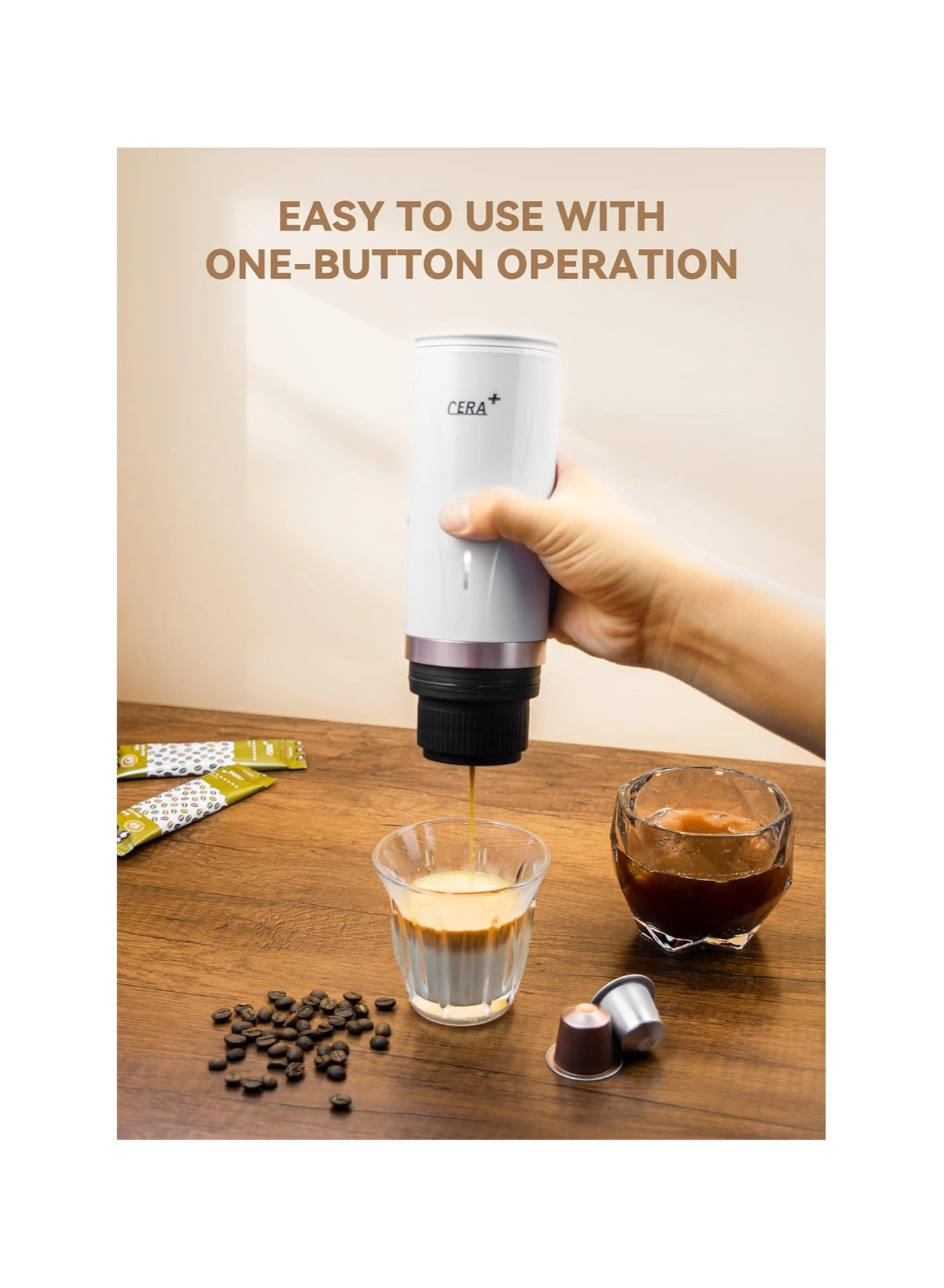Portable Espresso Maker - Nespresso-compatible capsules fresh ground coffee