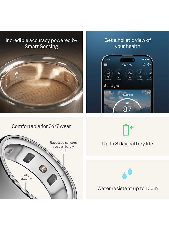 Ring 4 - Smart Ring Health Activity Tracker Silver (Ring Size 4)