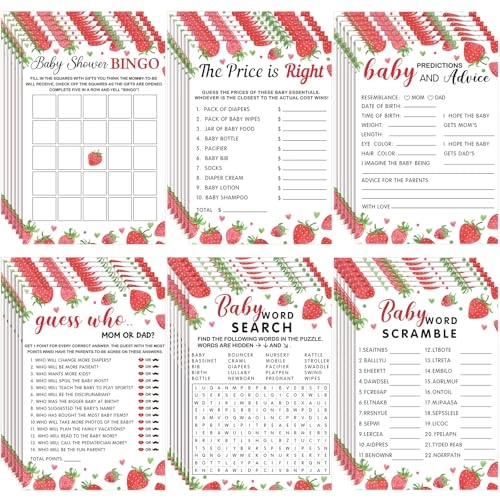 Strawberry Theme Baby Shower Games - 302 piece(s) 6 - 15 years English