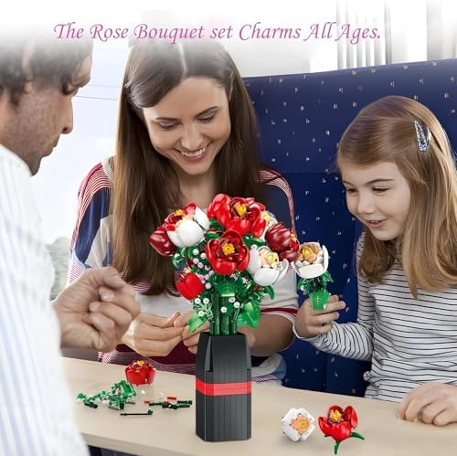 Roses Flowers Bouquet Building Set - 761 pcs