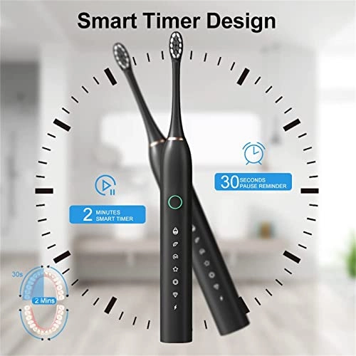 Sonic Electric Toothbrush - Rechargeable 8 Brush Heads 6 Cleaning Modes