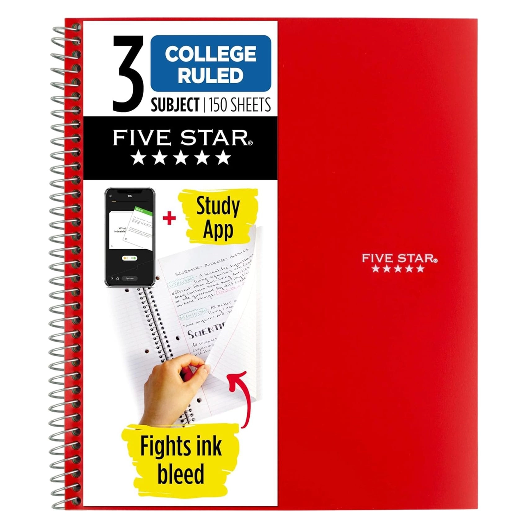 3 Subject Notebook Spiral - Lined 150 Sheets