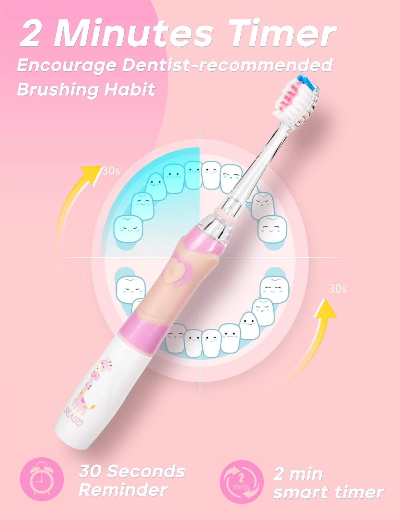 SG-2159 - 8 Soft Toothbrush Heads LED Light 2-Minute Timer