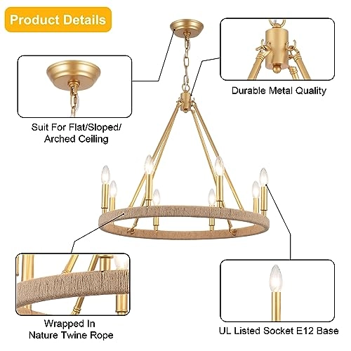 Wagon Wheel Chandelier - 59"(150cm) max