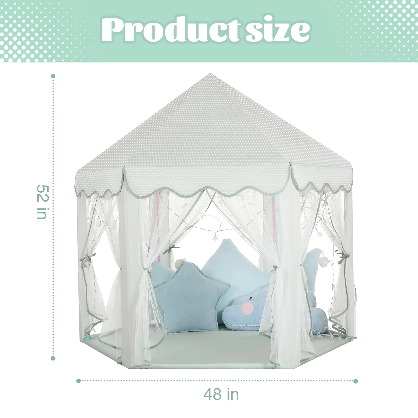 Princess Castle Tent - 52 inches x 48 inches x 52 inches Pink