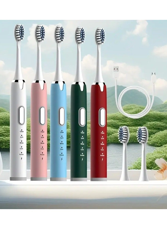 28000 VPM Electric Toothbrush - 6-Speed Rechargeable USB 4/8 Replaceable Brush Heads