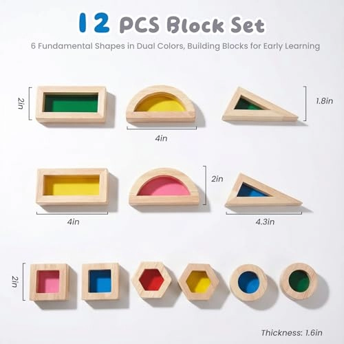 Rainbow Acrylic Building Blocks - 18 months - 8 years 12 pieces