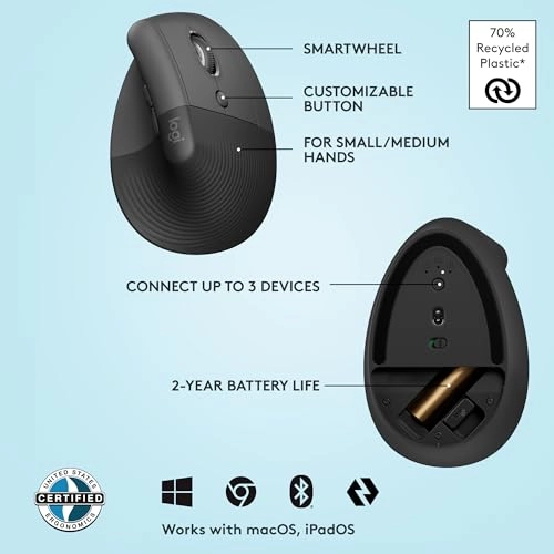 Lift Vertical Ergonomic Mouse - Wireless