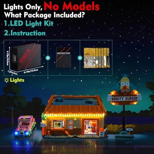 Light kit for LEGO The Simpsons: Krusty Burger 10352 - ABS plastic less than 5V