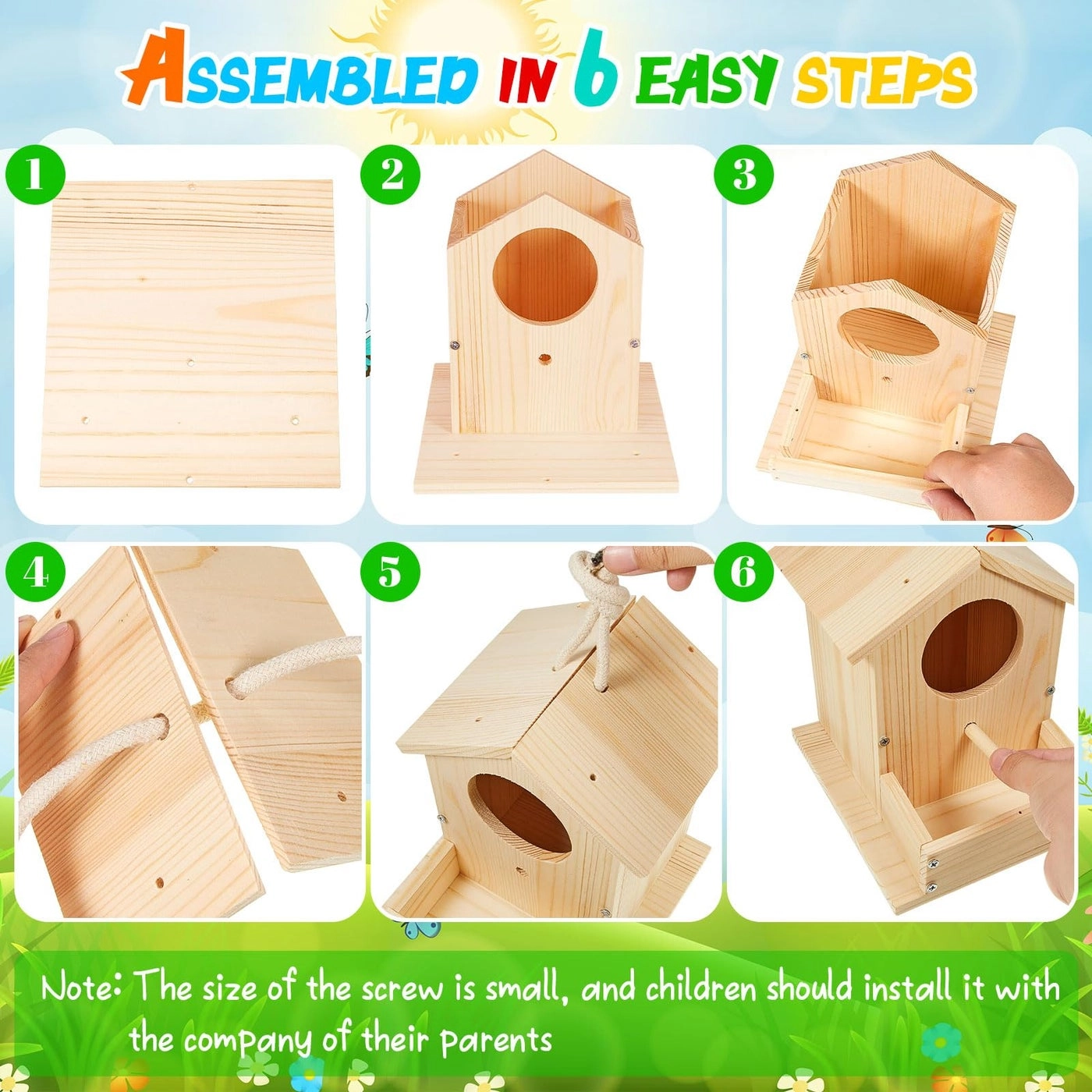 Birdhouse Kit - Wooden Paint and Paintbrushes Pack