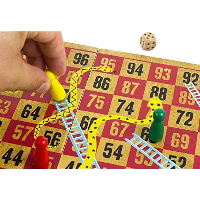 Snakes & Ladders - Wooden Multicoloured