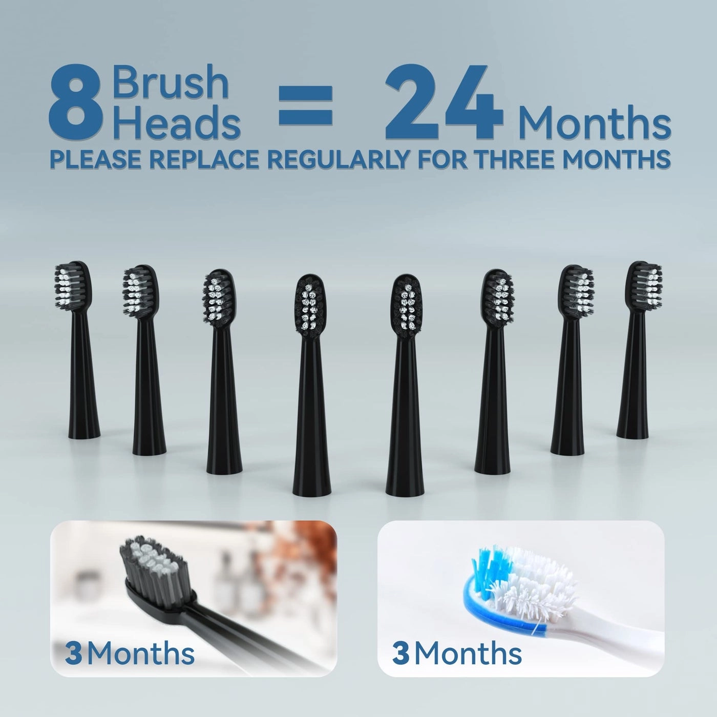 Sonic Electric Toothbrush - 8 Heads 5 Modes Midnight Black