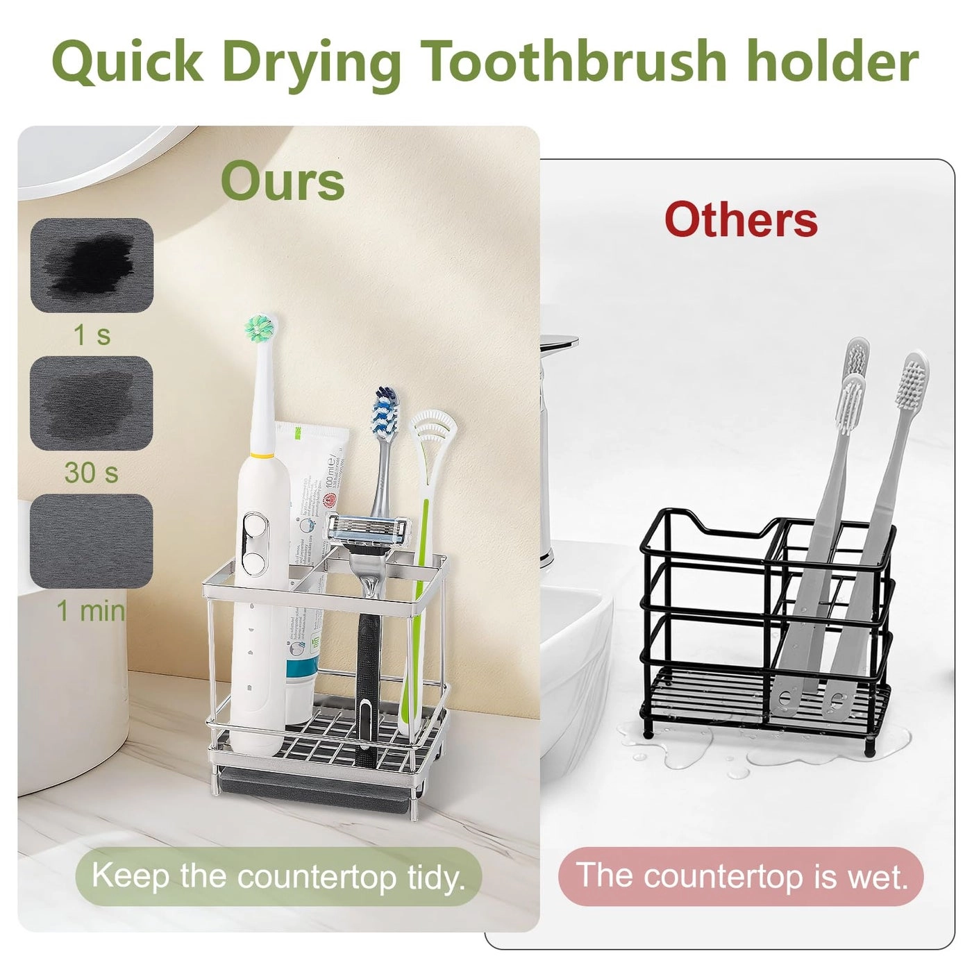 Toothbrush Holder - Countertop Shower Sink 5 Slots