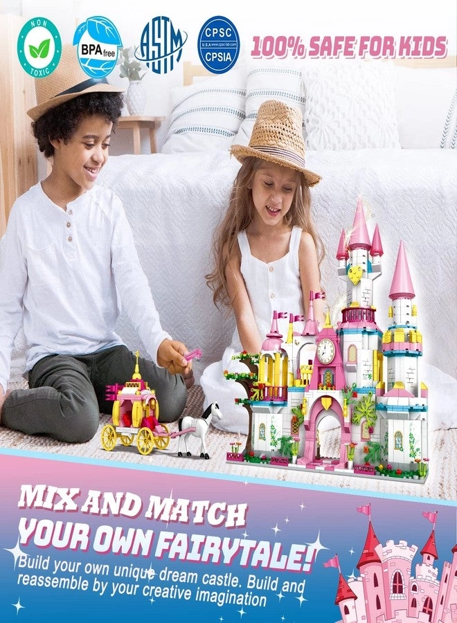 Princess Castle Carriage Playsets - Pink Princess 1000pcs