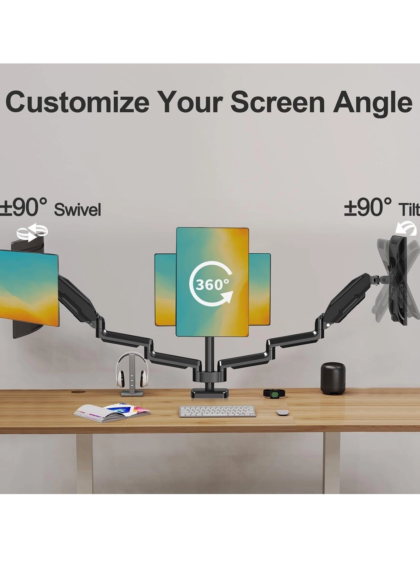 Triple Monitor Desk Mount - 3 32 Inches 75x75mm 100x100mm