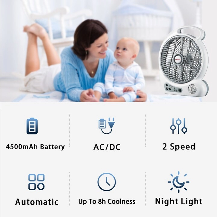 Rechargeable Oscillating Fan - 10 Inch