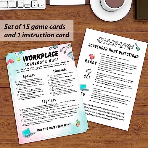 Work Party Photo Scavenger Hunt - Adult 15 cards