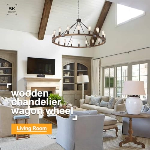 Wagon Wheel Chandelier - 24.8" to 76.5"
