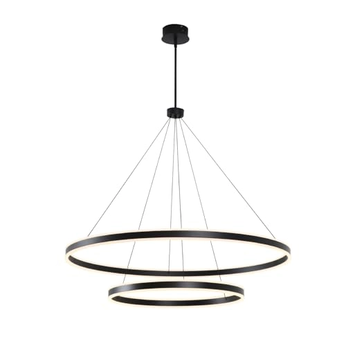 2 Lights Rings Chandelier - Adjustable Color Temperature Dimmable