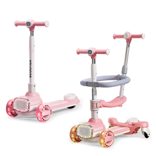 Multifunctional Kids Kick Scooter – 125mm LED Foldable