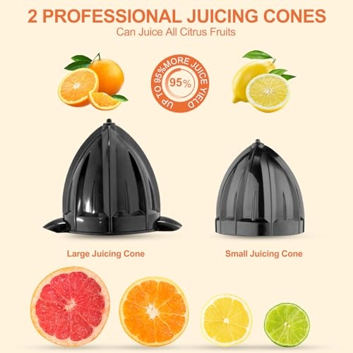 Electric Citrus Press - 2 Removable Cones Dishwasher Safe