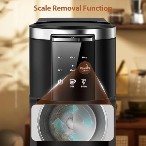 Single Serve Coffee Maker - 6 to 14 oz 40 oz removable tank