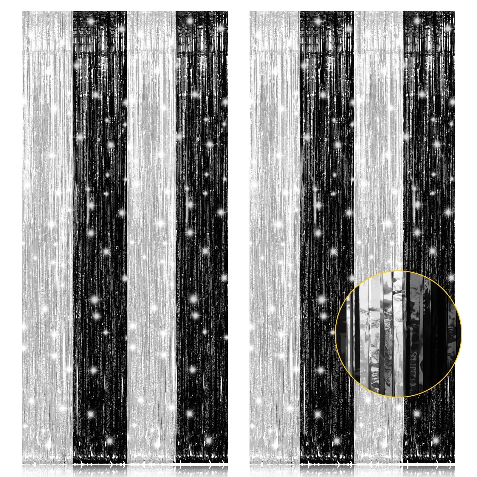 pigetale Foil Fringe Curtain Backdrop - 2 Pack Baby Shower, Bachelorette Party, Graduation, Valentine's Day, Wedding