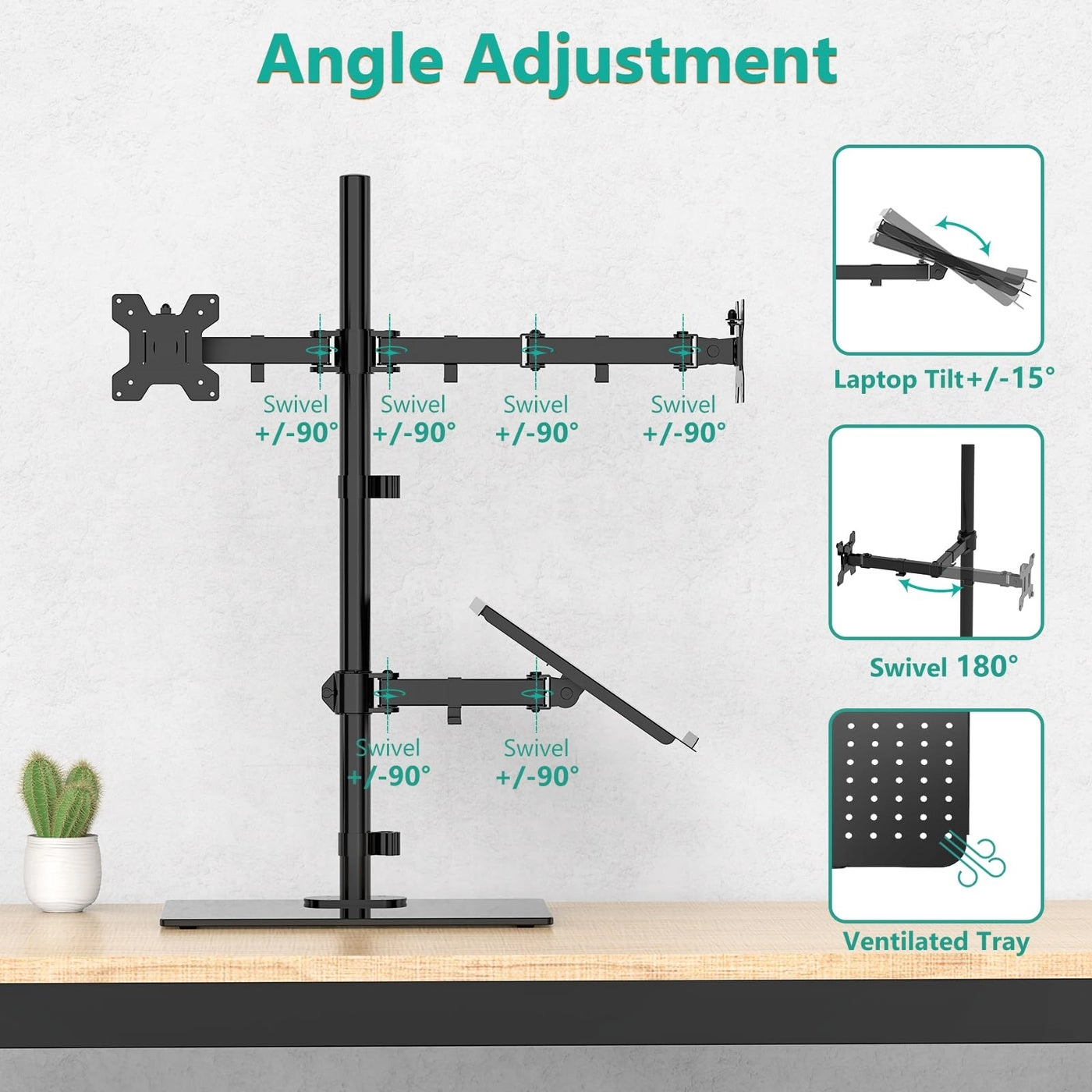 Dual LCD Monitor Desk Mount Stand - Two 27"