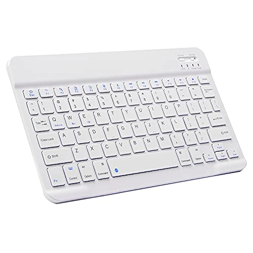 Xukinroy Ultra-Slim Bluetooth Keyboard - 10 inch White Rechargeable for iPad iPhone Samsung Tablet Smartphone