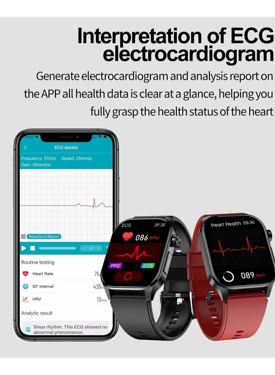 Glucose Monitoring Smart Watch - ECG Bluetooth Call SpO2
