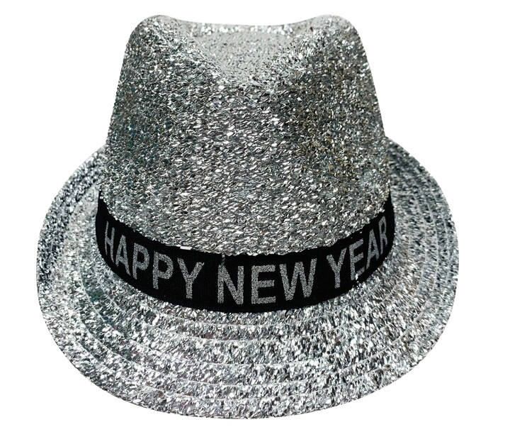 Party Zone Tinsel Top Hat - Silver unisex