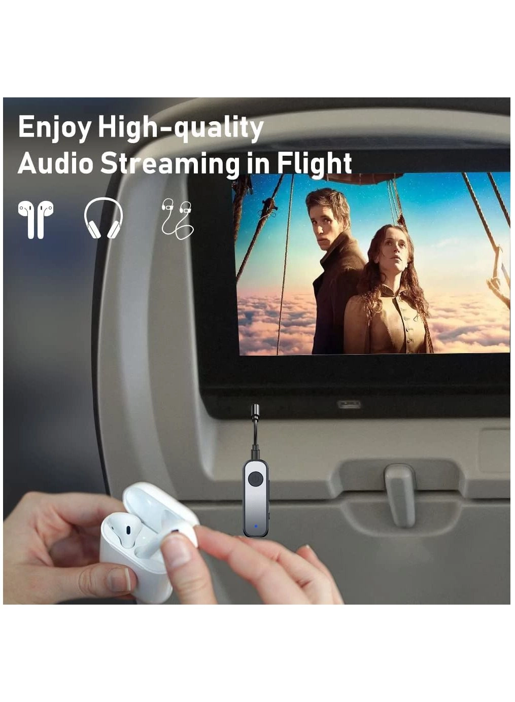 Bluetooth Adapter - 5.0 3.5mm Jack Aux built-in li-ion rechargeable 140mAh battery