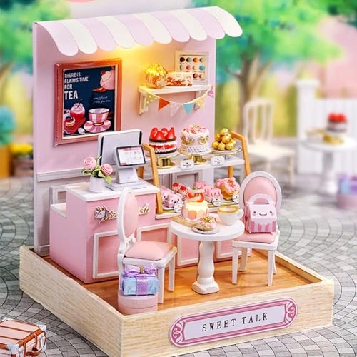 Miniature Wooden Dollhouse Furniture Kit - 3D LED Purple