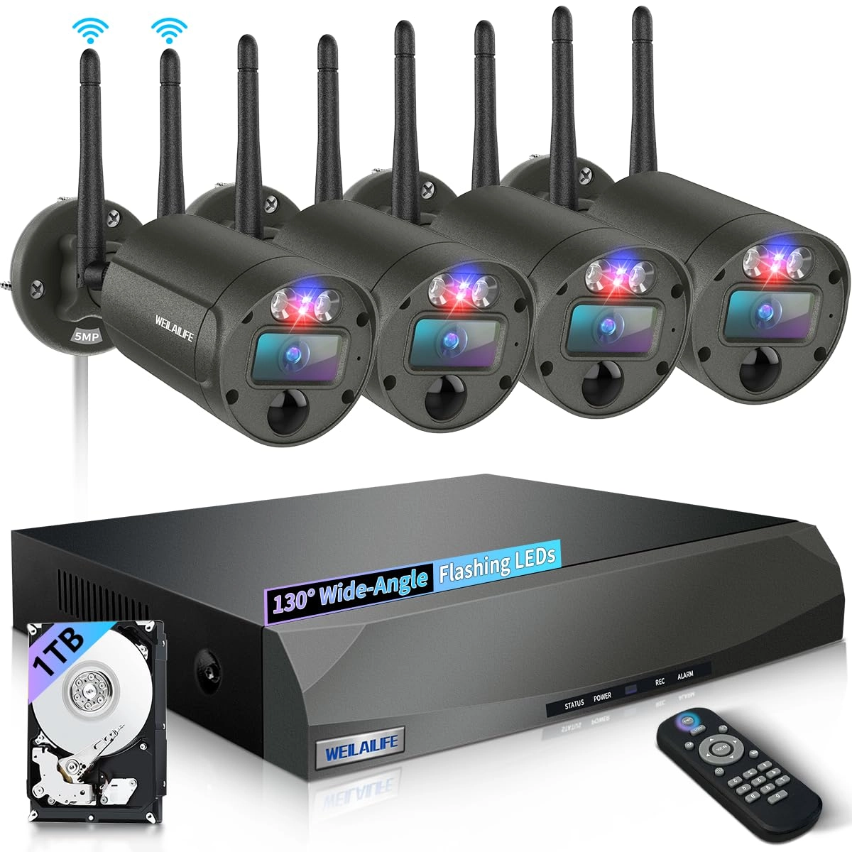 WEILAILIFE Outdoor Wireless Security Camera System 3K