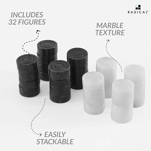 Marble Checker Figures - 32 Pieces Black and White