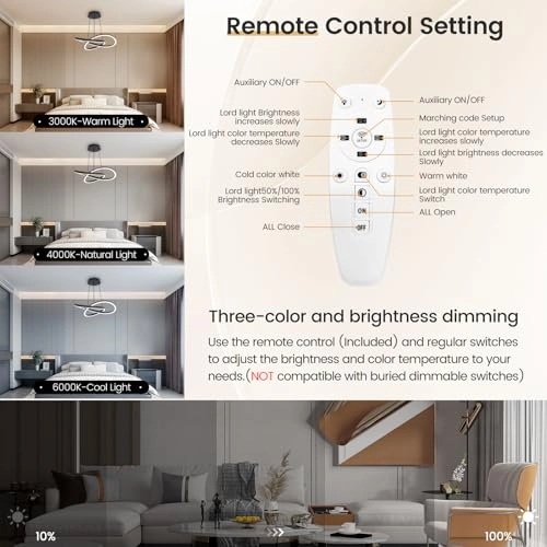 Modern LED Chandelier - Up to 100cm adjustable