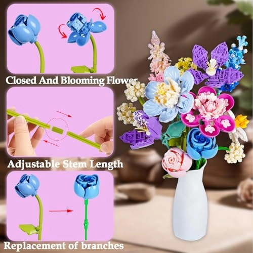 Flower Bouquet Building Set - Artificial Flowers Colorful