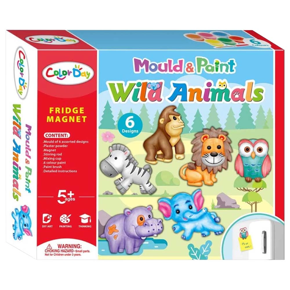 BrainGiggles Mould & Paint Wild Animal Fridge Magnet Craft Kit - 6 assorted designs Suitable for 5+ Years