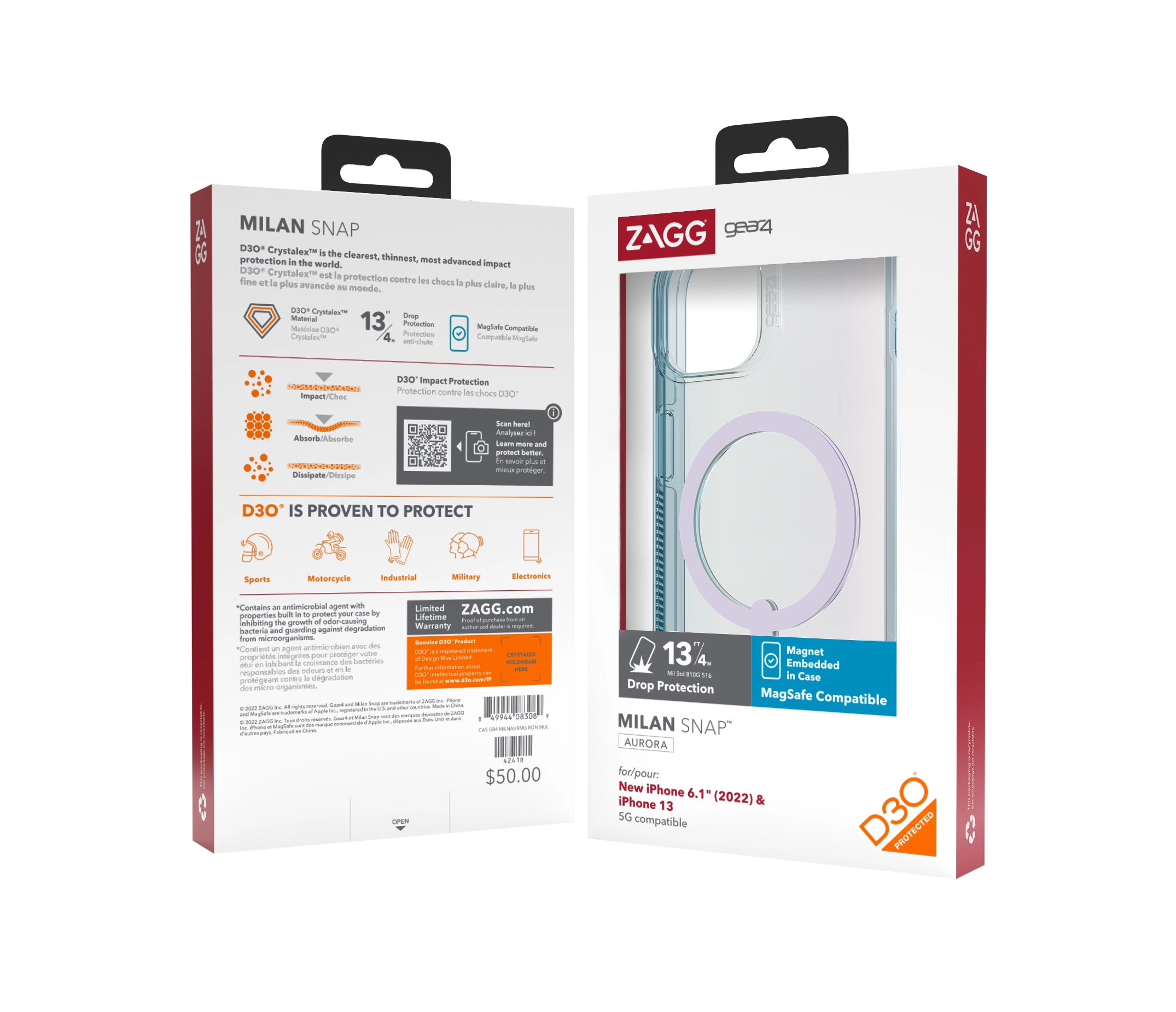 D3O Milan Snap Case - Polycarbonate, Thermoplastic Polyurethane Back Case for iPhone 14/iPhone 13