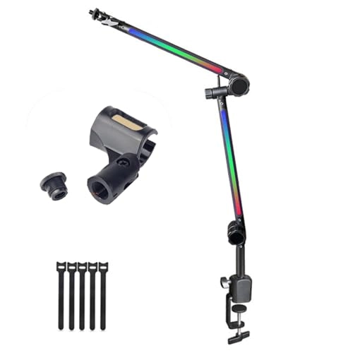 LED Microphone Arm Stand - Adjustable Boom 180Rotatable LED Lighting
