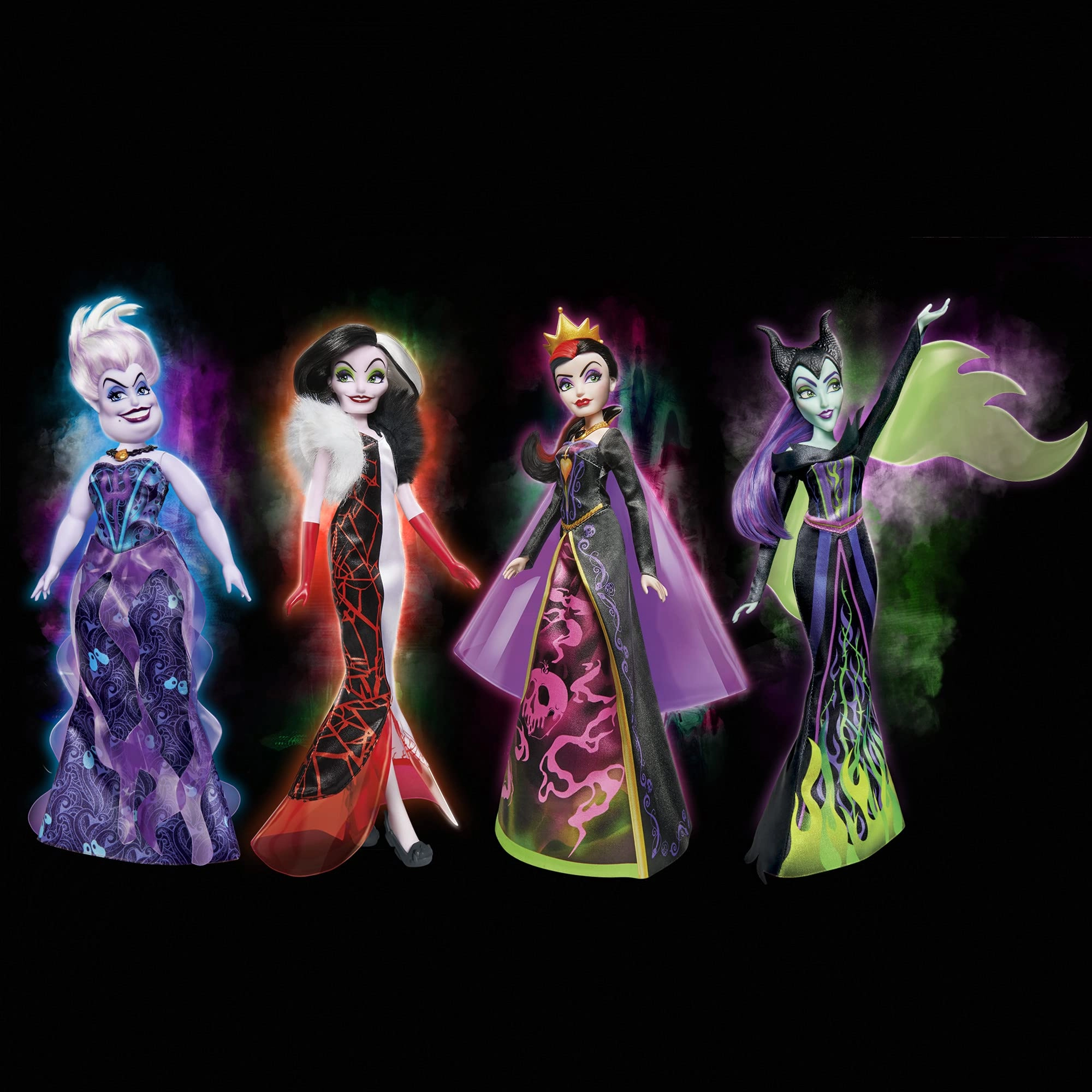 Cruella De Vil Fashion Doll - 11-inch + Evil Queen Fashion Doll + Maleficent Fashion Doll + Ursula Fashion Doll Ages 5+