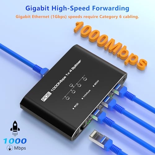 PoE Splitter - 5-58V 30 Watts 5 802.3at/af 1 Gigabits Per Second