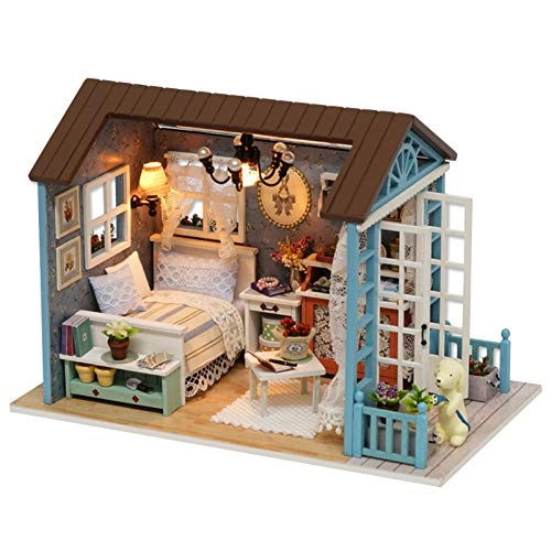 Miniature Dollhouse - DIY Kit with LED Lights