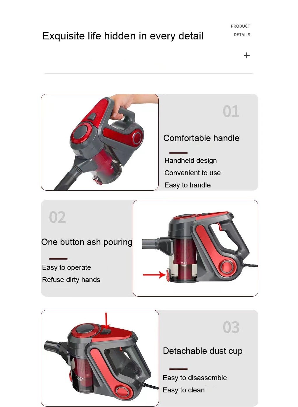 Vacuum Cleaner - 600 W 18000Pa 0.5L