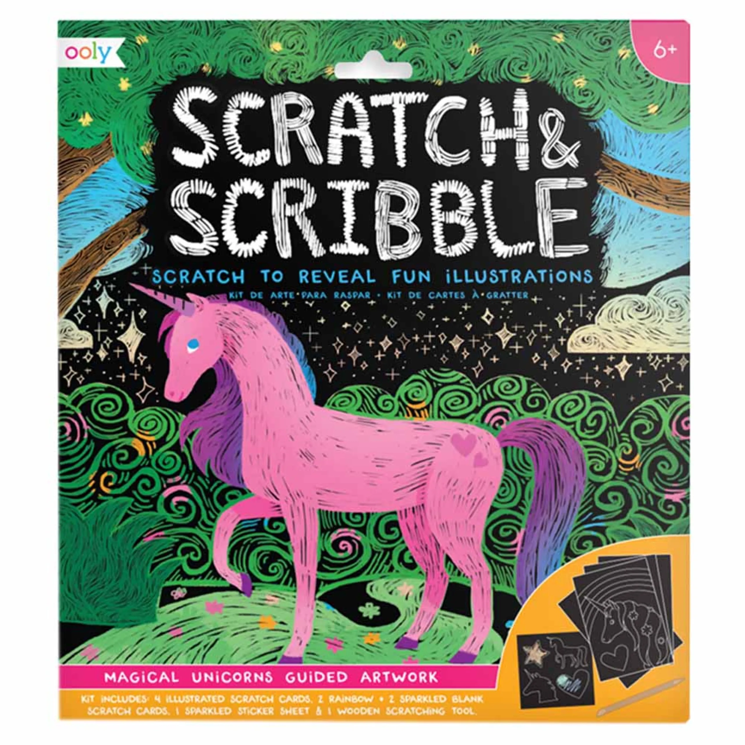 OOLY Scratch & Scribble Art Kit - 1 wooden scratching tool