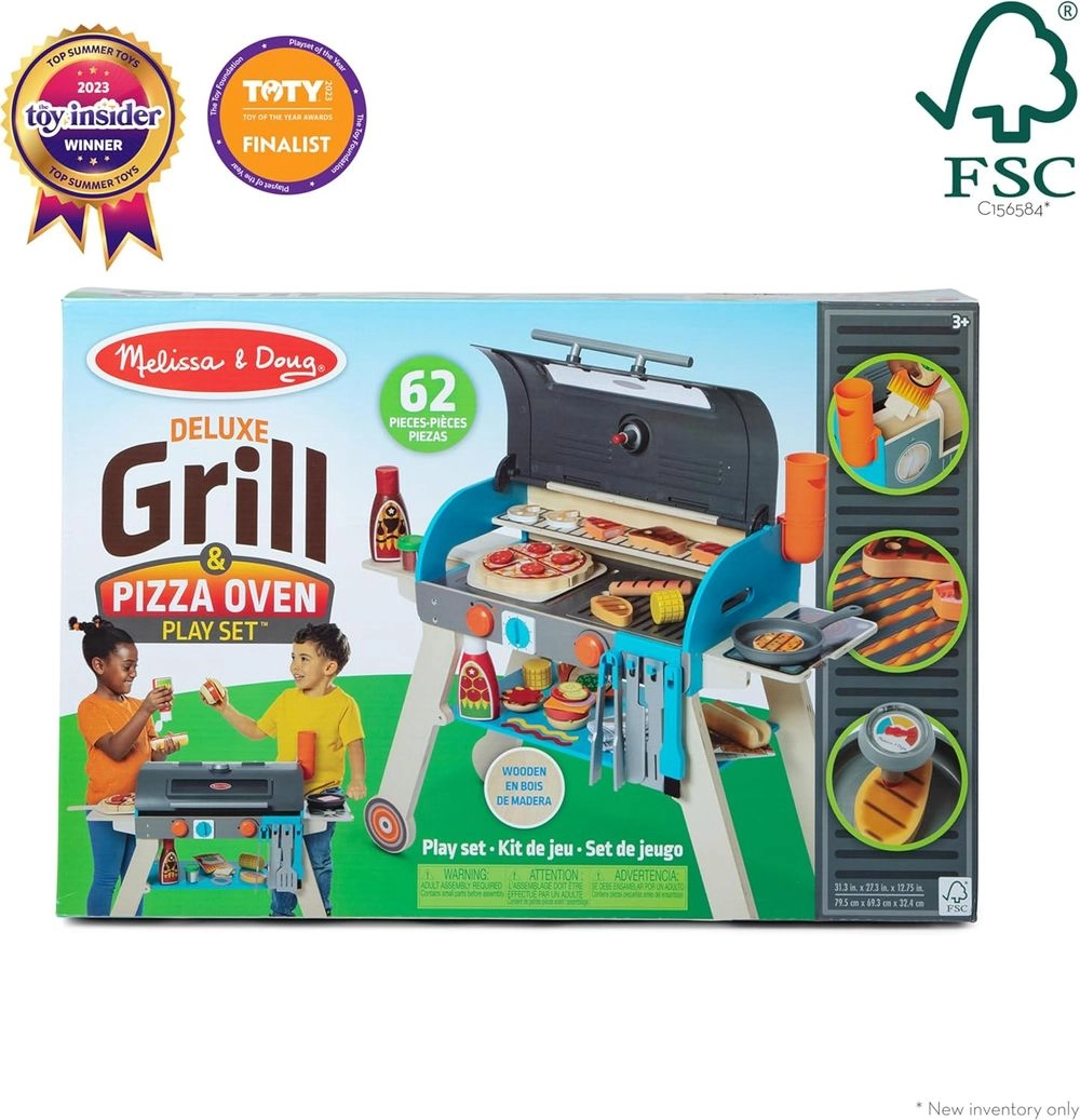 Deluxe Grill & Pizza Oven Play Set - Wooden 62 Pcs (622-MD30608)