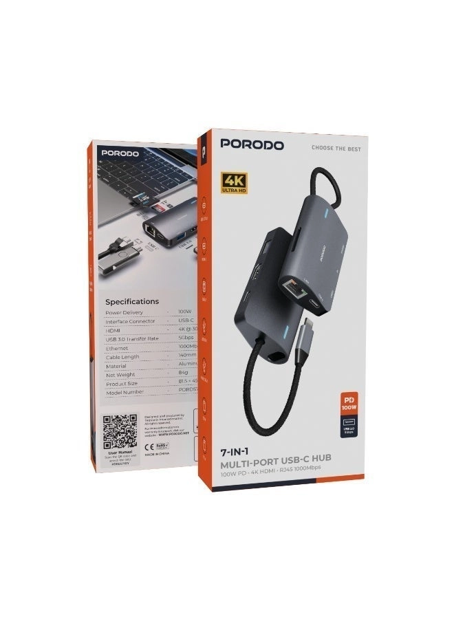 7-in-1 USB-C Hub - 4K@30Hz 100W PD