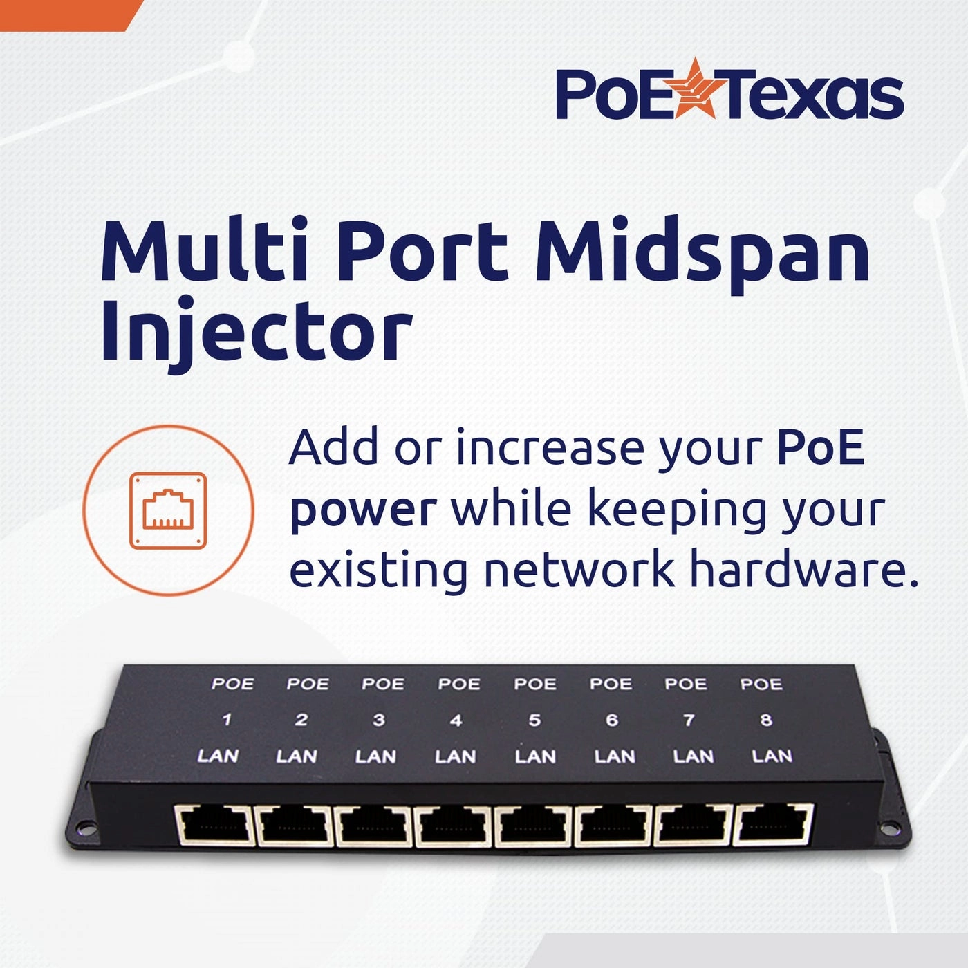 POE-8-48v60w - 48V 60W 8-Port 802.3af 802.3at 10/100 Mbps