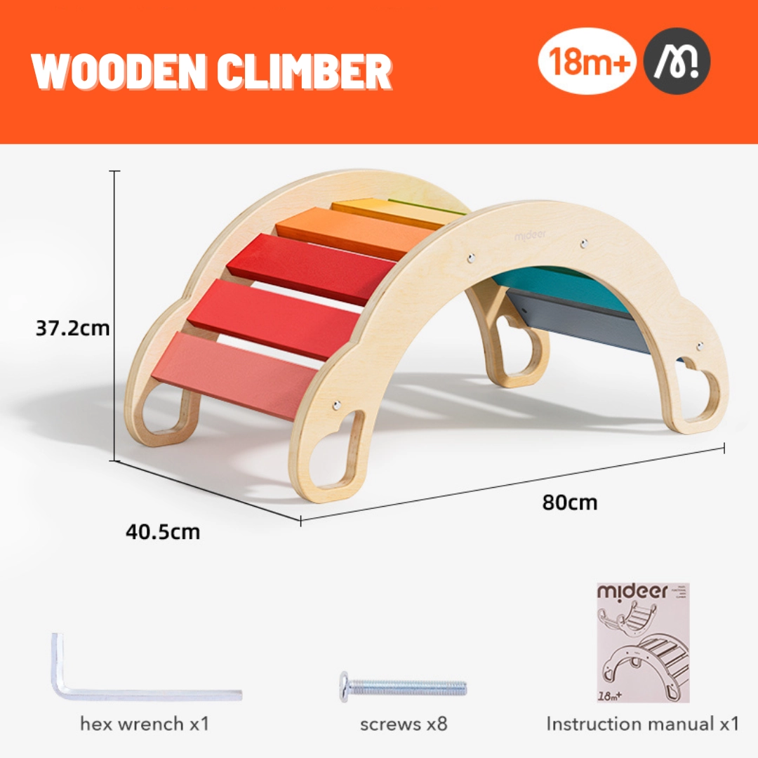 Rainbow Wooden Climber - 4-in-1 With Cushion