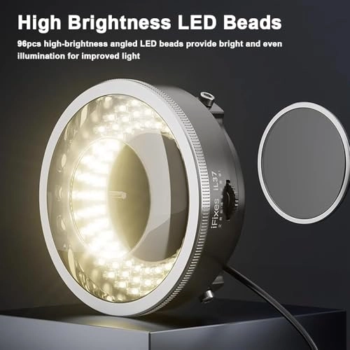 Ring Light Illuminator - 96 LED Polarized Adjustable Brightness